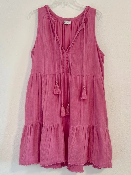 Tommy Bahama Mykonos Textured Gauze Short Dress, Size L - Picture 7 of 11